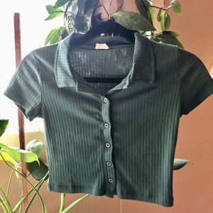 Cotton On Green Button Up Polo XS